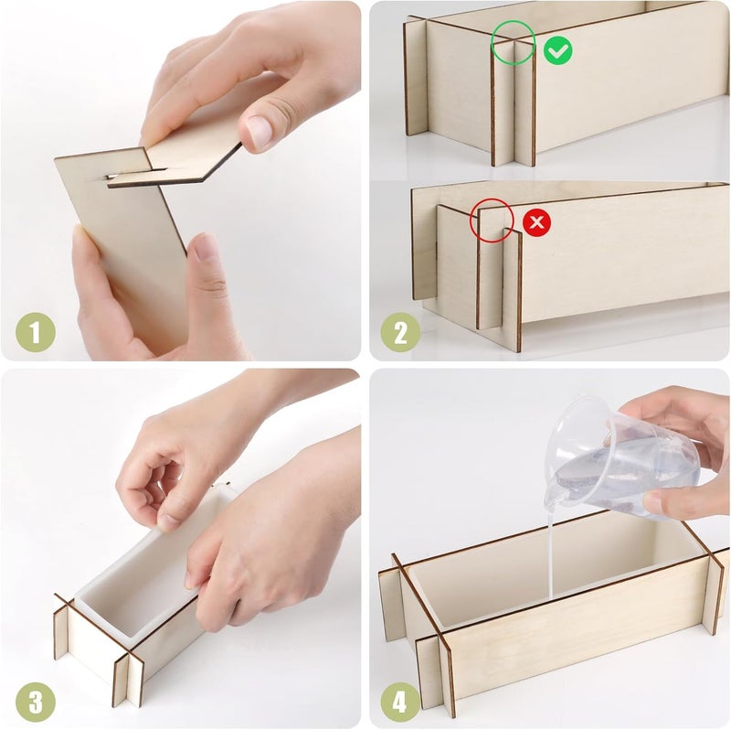 KISREL Large Resin Molds, Rectangle Silicone Molds for Epoxy Resin, 5 PCS Cuboid Resin Moulds with Wooden Support, Deep Casting Molds for Preserving Flowers, Insect Specimens, DIY Gifts, Furniture Decoration - Image 4